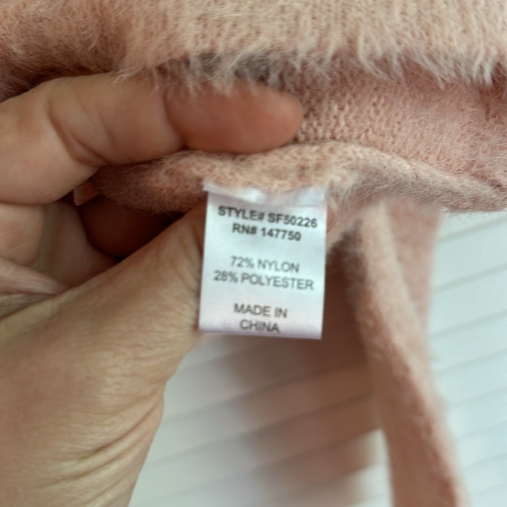Funkitribe The Savannah: Puffy Sleeve Fuzzy Sweater in Blush, Sz M - Picture 6 of 8